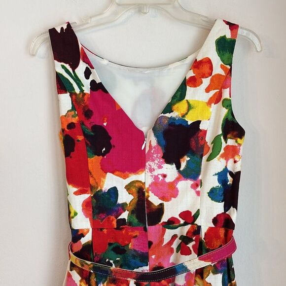 ELIZA J | 6 | Watercolor Floral A-Line Cocktail Belted Sheath Shift Dress EUC! - Picture 9 of 14